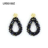 Crystal Water Drop Earrings Stainless Steel Vintage Long Earrings