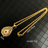 Water Drop Pendant Moroccan Flower Green Red Stone Pendant Nec