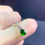 Water Drop Green Diopside Gemstone Pendant 925 Silver Plated