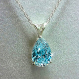 Aquamarine Zircon Pendant 925 Silver Necklace For Women