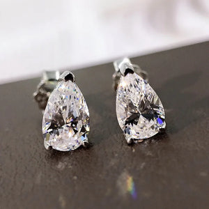 Water Drop Moissanite Stud Earrings in 925 Sterling Silver