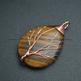 Natural Agate Amethyst Life Tree Guard Mineral Jewelry Pendant