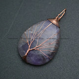 Natural Agate Amethyst Life Tree Guard Mineral Jewelry Pendant