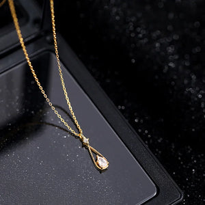 CZ Water Drop Necklaces 925 Silver Clavicular Chain Y2K Accesories