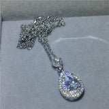 Water Drop Zircon 925 Silver Pendant Necklace for Women