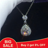 Water Drop Zircon 925 Silver Pendant Necklace for Women