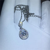 Water Drop Zircon 925 Silver Pendant Necklace for Women