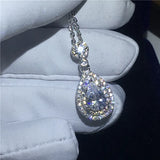 Water Drop Zircon 925 Silver Pendant Necklace for Women