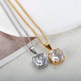 Water Drop Pendant Necklace Stainless Steel Chain Zircon Charm Choker