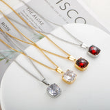 Water Drop Pendant Necklace Stainless Steel Chain Zircon Charm Choker