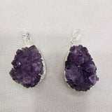 Purple Amethyst Druzy Pendant 20*35MM Long