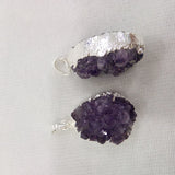Purple Amethyst Druzy Pendant 20*35MM Long