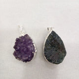 Purple Amethyst Druzy Pendant 20*35MM Long