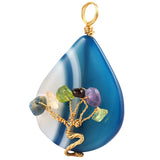 Agate Stone Pendant Golden Wire Wrapped Tree Of Life Charms Necklace