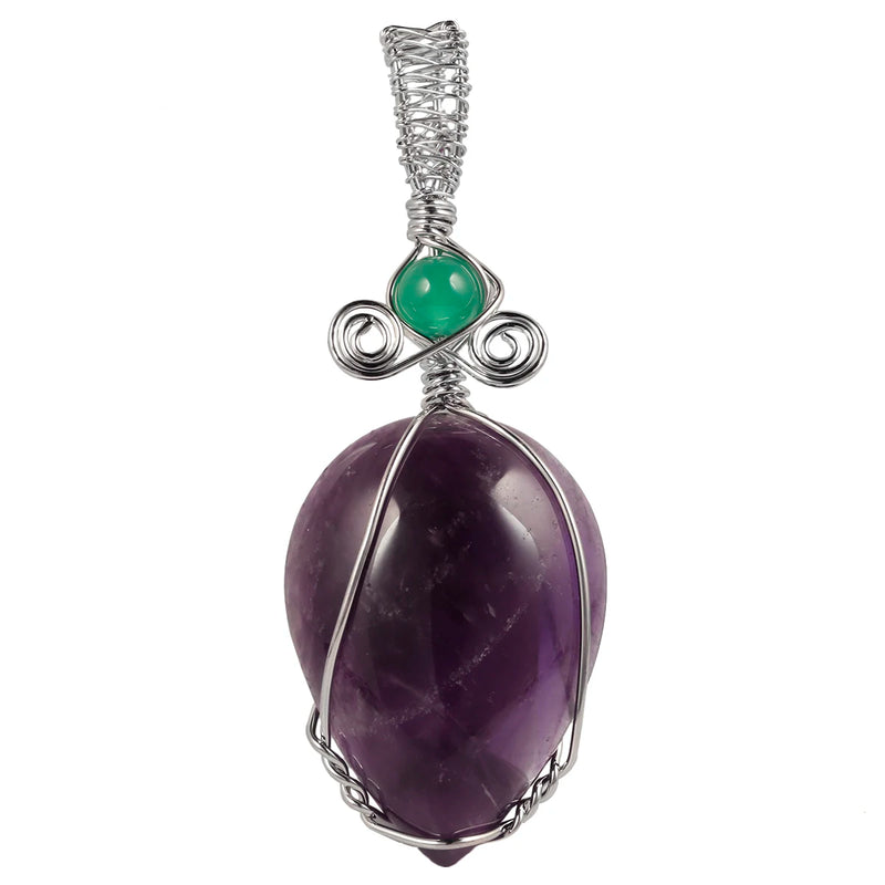 Crystal Stone Pendant Wire Wrapped Healing Gemstone Charms