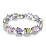 Water Drop CZ Bracelet 925 Silver Chain Wedding Gift