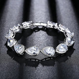 Water Drop CZ Bracelet 925 Silver Chain Wedding Gift