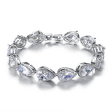 Water Drop CZ Bracelet 925 Silver Chain Wedding Gift