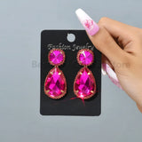 Water Drop Shape Earrings Clear Glass Rhinestone Statement Jewelry