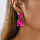 Water Drop Shape Earrings Clear Glass Rhinestone Statement Jewelry