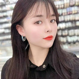 Green CZ Water Drop Hoop Earrings