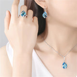 Water Drop CZ Jewelry Set for Women Sea Party