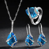Water Drop CZ Jewelry Set for Women Sea Party