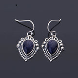 Vintage Water Drop Sandstone Earrings 925 Sterling Silver