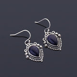 Vintage Water Drop Sandstone Earrings 925 Sterling Silver