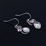 Moonstone Earrings 925 Silver Zircon Jewelry Women Gift