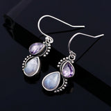 Moonstone Earrings 925 Silver Zircon Jewelry Women Gift