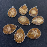 Water Drop Shaped Natural Stone Pendants Animal Butterfly Pattern Jewelry DIY