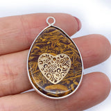 Water Drop Shaped Natural Stone Pendants Animal Butterfly Pattern Jewelry DIY