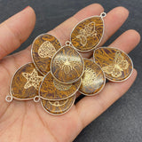 Water Drop Shaped Natural Stone Pendants Animal Butterfly Pattern Jewelry DIY