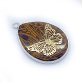 Water Drop Shaped Natural Stone Pendants Animal Butterfly Pattern Jewelry DIY