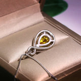 Water Drop Zircon Necklace Pendant Yellow Crystal Chain Necklace