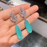 Green Crystal Water Droplets Earrings Pendant Set