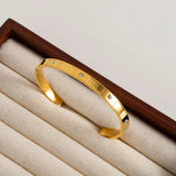 Waterproof Stainless Steel 18K Plating Zircon Bracelet Bangle