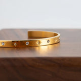 Water Proof Stainless Steel 18K Plating Star Zircon Bracelet Bangle