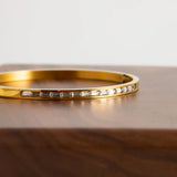 Water Proof Stainless Steel Square Zircon Bangle for Women