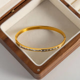 Water Proof Stainless Steel Square Zircon Bangle for Women
