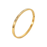 Water Proof Stainless Steel Square Zircon Bangle for Women