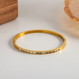 Water Proof Stainless Steel Square Zircon Bangle for Women