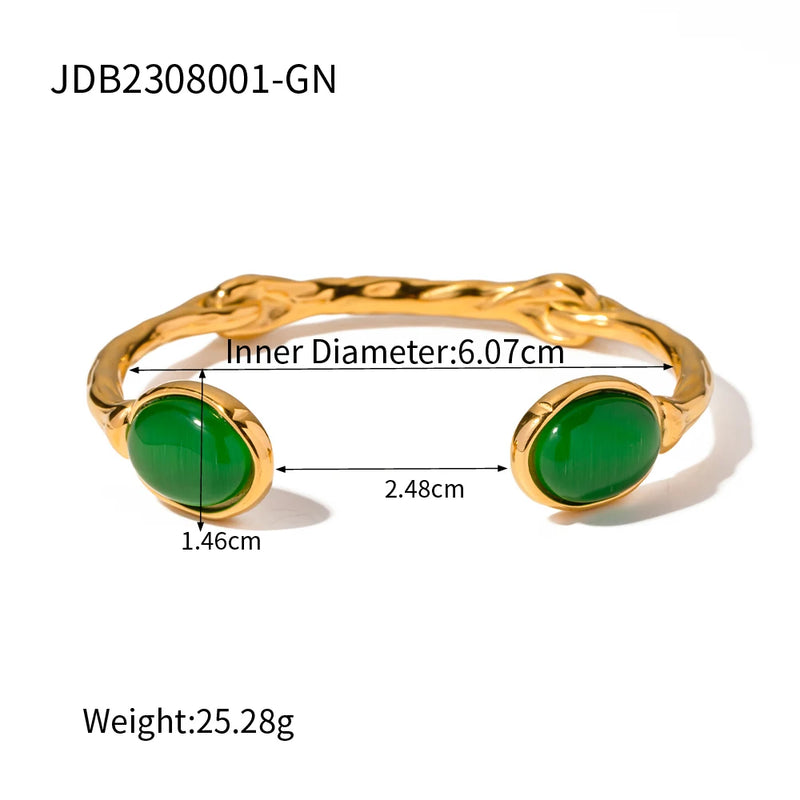 Waterproof Textured Cat's Eye Stone Inlay Bracelet