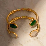 Waterproof Textured Cat's Eye Stone Inlay Bracelet