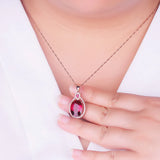 Red Crystal Ruby Gemstone Pendant Necklace for Women
