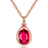 Red Crystal Ruby Gemstone Pendant Necklace for Women