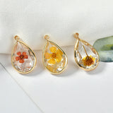 20pcs Water Drop Shape Flowers Resin/Copper Charms