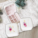 Watercolor Flower Letters Jewelry Box Organizer Display Travel Jewelry Case