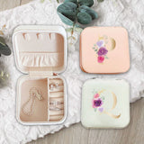 Watercolor Flower Letters Jewelry Box Organizer Display Travel Jewelry Case